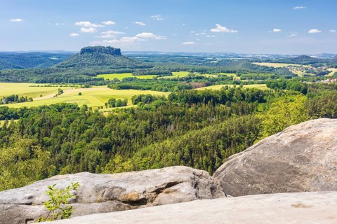 Waitzdorfer view with view to the Lilienstein, Hohnstein, Saxon Switzerland, Saxony, Germany