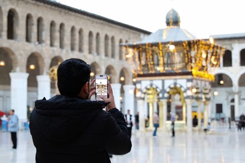 Muslims flock to the historic Umayyad Mosque to perform the first Tarawih prayer of Ramadan in the