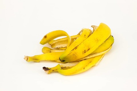 Banana peels, studio shot, white background, healthy food