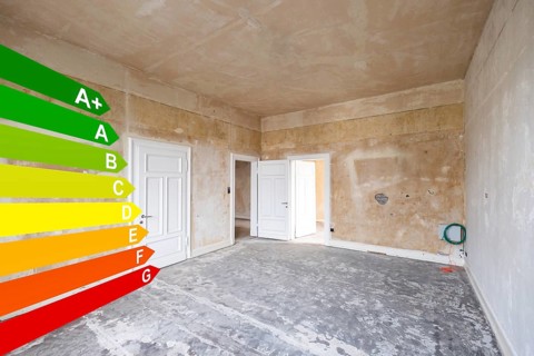 Energy efficiency classes, core refurbishment of an old villa in Remscheid, Germany