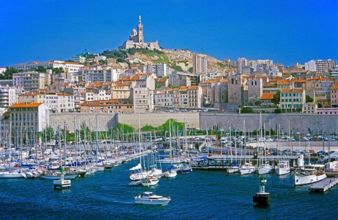 Boats, Vieux Port and Notre Dame, Marseille, southern France, June 1999, vintage, retro, old,