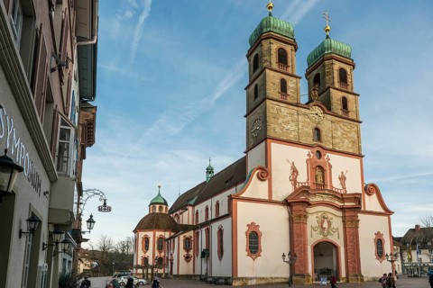 Baroque church, Fridolinsmünster, Church of St Fridolin, Bad Säckingen, High Rhine, Rhine, Black