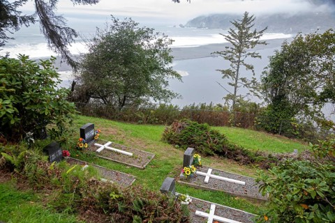 Klamath, California - A small cemetery on the Yurok Reservation just above the Klamath River at the