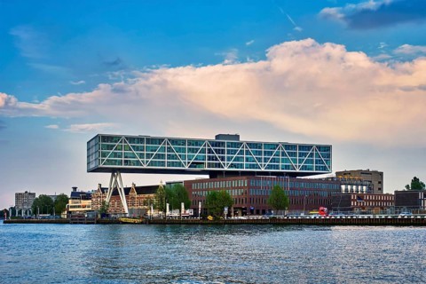 ROTTERDAM, NETHERLANDS, MAY 11, 2017: Unilever Bestfoods headquarters building De Brug (The Bridge)