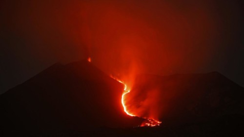 Sicily, volcanic eruption of Mount Etna, Sicily, Italy