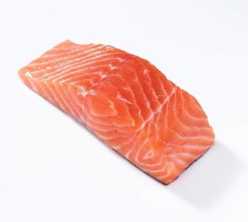 Salmon (Salmo), salmon fillet, portioned, on white background, studio shot