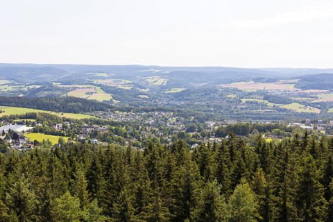 View from the King Albert Tower on the Spiegelwald, Erzgebirge, Saxony, Germany