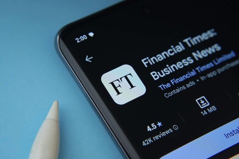 The Financial times Business news app from Google Playstore is displayed on a smartphone screen