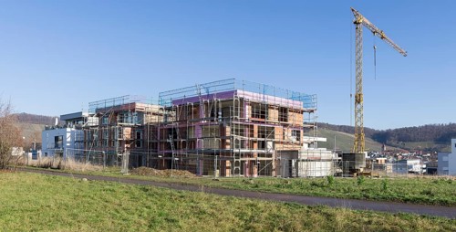 Residential construction, new construction, new construction area, modern houses, construction
