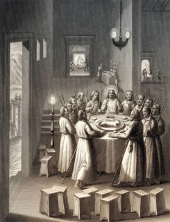 Preparation for the Last Supper, New Testament, steel engraving 1853, digitally restored