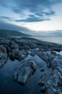 Cliffs on the Gulf of Bothnia, Höga Kusten (High Coast), Västernorrland, Sweden, July 2018