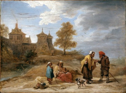 Gypsy in a landscape, painting by David Teniers (baptised 15 December 1610 in Antwerp, died 25