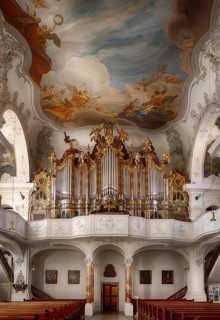 Interior view, brochure of the main organ, large organ, gallery, Cathedral of Our Lady, also