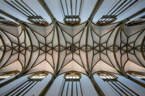 Late Gothic star and net vault in the Basilica of St. Ulrich and Afra, Old Town of Augsburg,