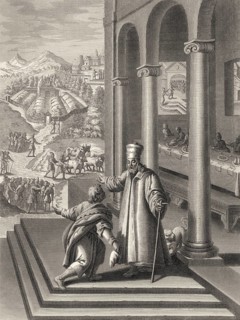 The Parable of the Great Banquet, New Testament, steel engraving 1853, digitally restored