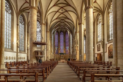 Interior of the parish church of St. Lamberti in Münster, North Rhine-Westphalia, Germany