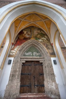 Portal of the Church of the Assumption of Mary, late Gothic Saalkirche, Erlach district of Simbach