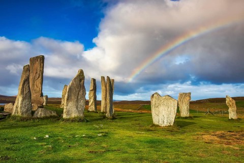 The Calanais Standing Stones are an extraordinary cross-shaped setting of stones, located on the