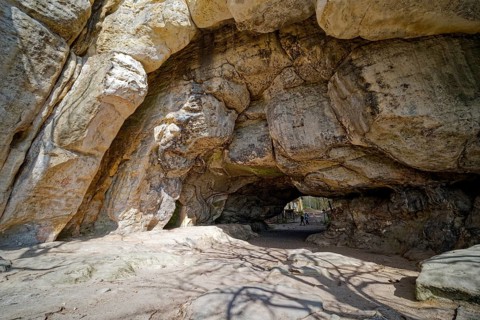 Natural arch Kuhstall am Neuen Wildenstein, natural wonder, national park, hiking destination, rock