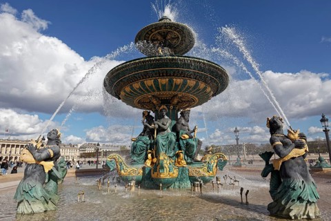 Fontaine des Mers by Jacques Hittorff, cast iron fountain from 1840, symbolizing the Mediterranean,
