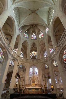 Historic Saint-Étienne-du-Mont church, nave, Latin Quarter, Paris, France