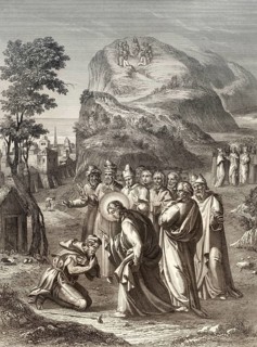 Jesus cleansing a leper, Miracle of Jesus, 1853, digitally restored