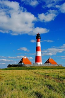 The lighthouse of Westerhever near St. Peter Ording, Westerheversand, Schleswig-Holstein, Federal