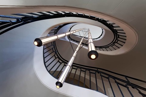 Historic double helix staircase, 18th century double spiral staircase, Bourse de Commerce - Pinault