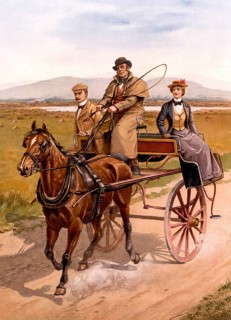 Irish jaunting car, carriage, County Waterfront, Ireland, c. 1890, Historic, digitally restored