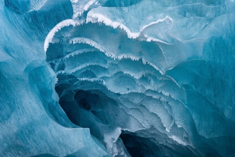 Ice details in Glacier Cave, Ice Cave, Morteratsch Glacier, Engadin, Graubünden, Switzerland