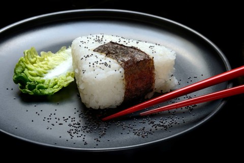 Onigiri, Japanese rice on plate, rice balls