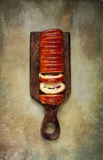 Sweet braided roll, stuffed with jam and raisins, pastries, sweet bread with filling, sweet pie, no