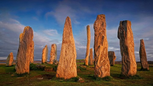 Europe, Scotland, Great Britain, England, Isle of Lewis, sunset, evening mood, monoliths,