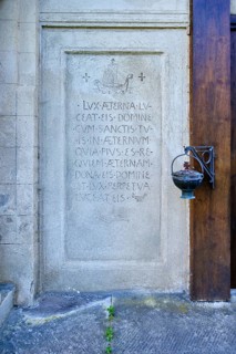 Lux aeterna luceat eis, Latin inscription Cemetery Monastery Church of St. Martin Archabbey
