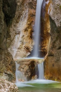 Heckenbach waterfall, The dripping eye of nature, Kochel am See, Bavaria, Germany