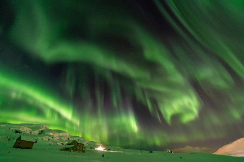 Northern Lights (Aurora borealis), Hasvik, Söröya, Finnmark, Norway, February 2019
