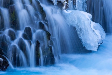 Brúarfoss, waterfall, snow, winter, Golden Circle, Iceland, Scandinavia