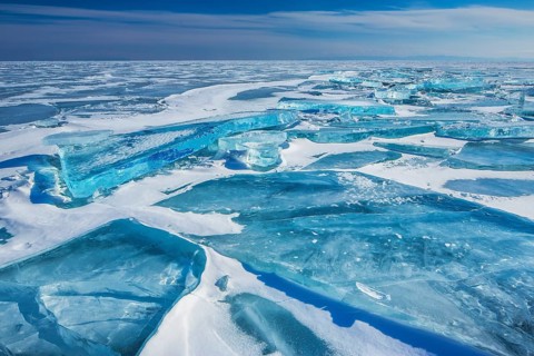 Russia, Siberia. Situated in south-east Siberia, the 3.15-million-ha Lake Baikal is the oldest (25