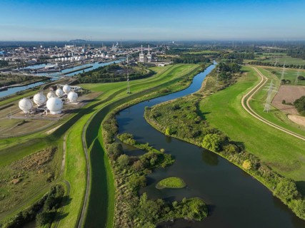 Haltern-Marl, North Rhine-Westphalia, Germany - Lippe, flood protection in the