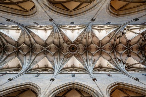 Ribbed vaulting, late Gothic vaulting in Überlingen Münster, parish church of St. Nikolaus,