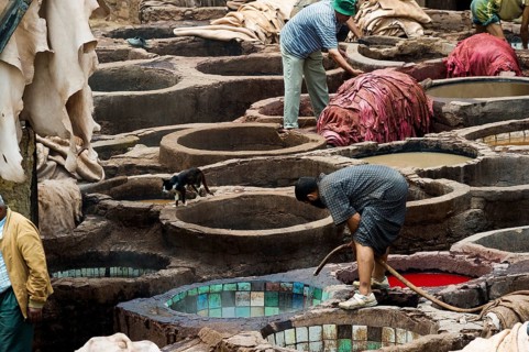 Chouwara tanning and dyeing district, Fez El Bali, Medina, UNESCO World Heritage Site, Fez, Morocco
