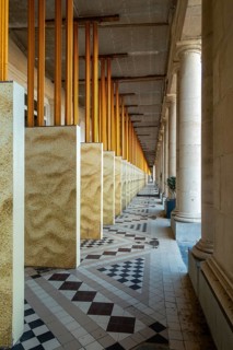 Renovation works of the Royal Galleries, Koninklijke Gaanderijen, neoclassical arcade at seaside