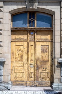 An old front door of a town house in the old town centre of Constance, Constance district,