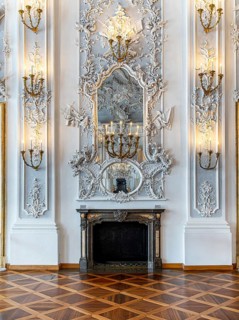 Interior design and exhibition rooms in the Würzburg Residence, imposing 18th century palace with