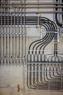 28.10.2020, Oberhausen, Ruhr area, North Rhine-Westphalia, Germany - Hydraulic pipes and cooling