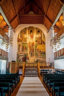 Interior of Christianskirkjan (Christian's Church), modern church building, Klaksvík, Faroe