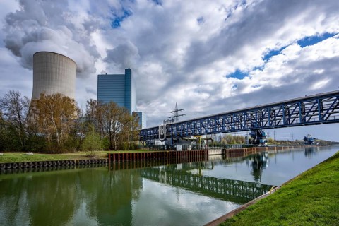 The UNIPER Datteln 4 coal-fired power plant, power plant block and cooling tower, Dortmund-Ems