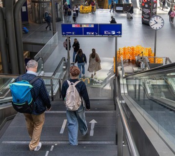Central Station, yellow barriers on escalators at Berlin Central Station, which have been defective