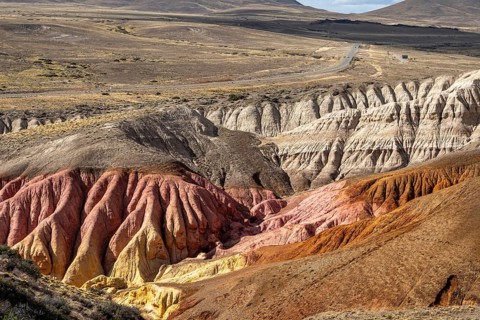 Colorful rock formation Tierra de Colores, Parque Patagonia Argentina, Park Patagonia Argentina,