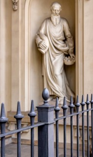 Detailed photo, statues at the French Cathedral on Gendarmenmarkt, Berlin, Germany